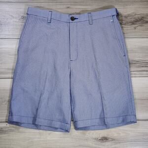 Haggar Shorts Men's 32 Oxford Blue Cool 18 Pro Stretch Quick Dri New